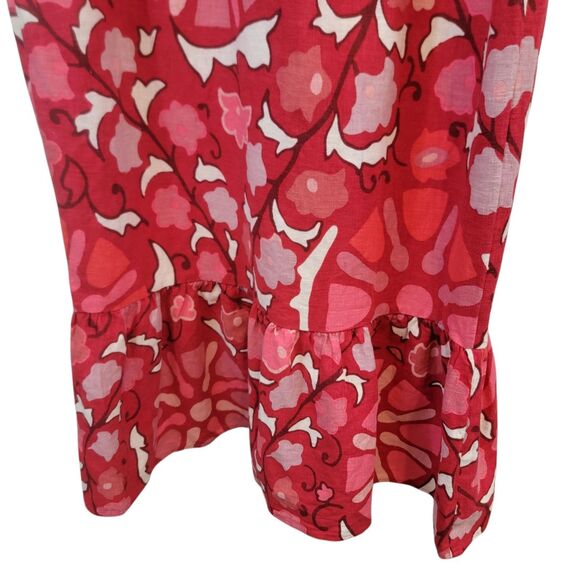 Rhode X Target Dress Womans 10 Red Zinnia Floral Print Midi Ruffle Linen NWT - Picture 6 of 10
